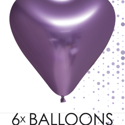 Ballons en forme de coeur violet 30cm 6pcs
