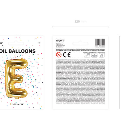 Ballon de baudruche Lettre E Or Vide 35cm