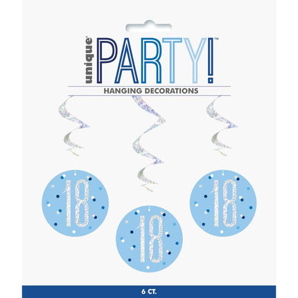 Décoration suspendue 18 ans Bleu 81cm 6pcs