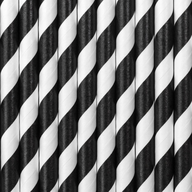 Pailles en papier noir 19.5cm 10pcs