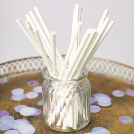 Pailles blanches en papier 19.7cm 20pcs