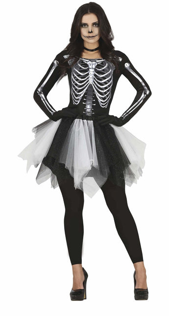Robe d'Halloween Squelette Dames Noir