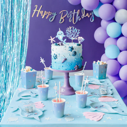 Pailles en papier bleu 19.5cm 10pcs