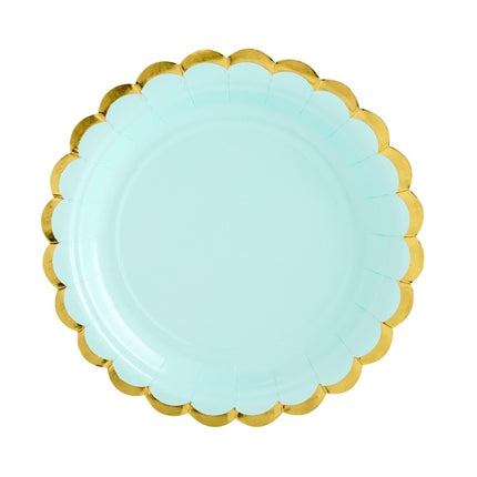 Assiettes en carton vert menthe or 18cm 6pcs