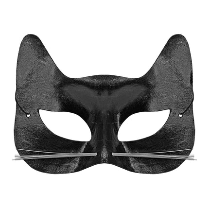 Masque yeux de chat noir avec moustaches