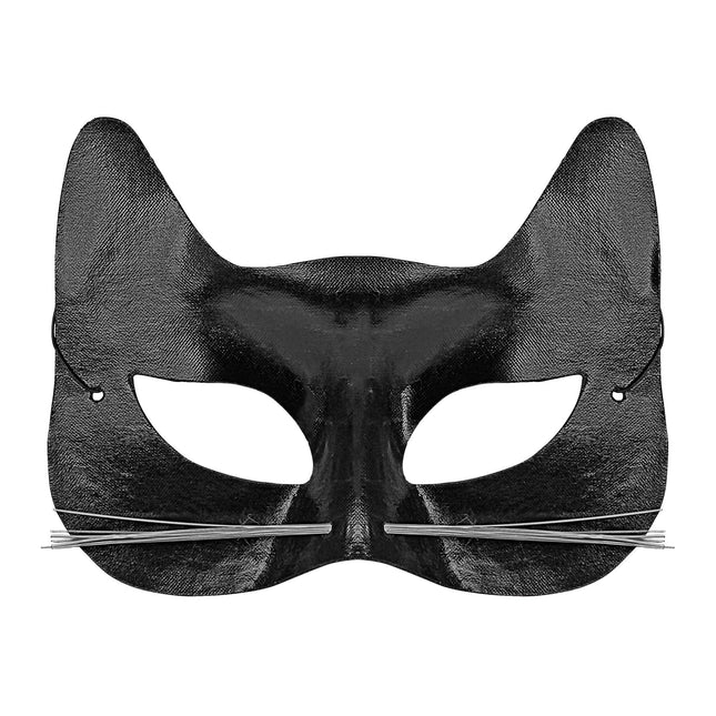 Masque yeux de chat noir avec moustaches