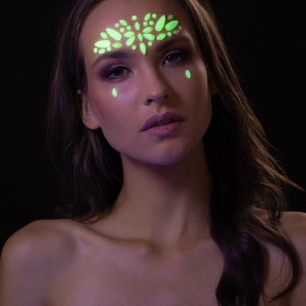 Moon Glow Bijoux de visage qui brillent dans l'obscurité Aurores boréales
