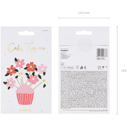 Décor de gâteau Fleurs 14.5cm 8pcs