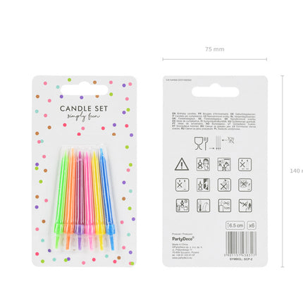 Bougies colorées 6.5cm 6pcs