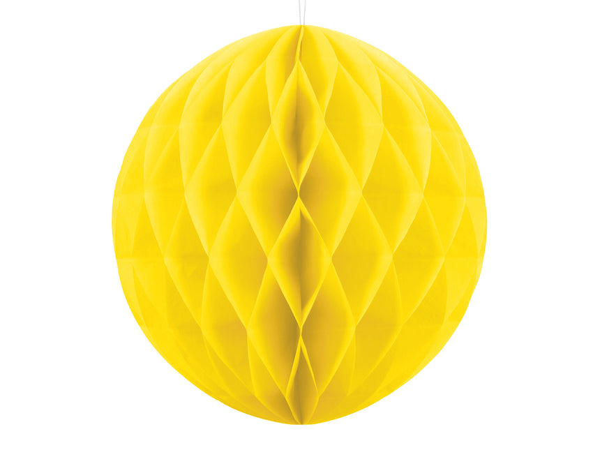 Boule en nid d'abeille jaune 40cm