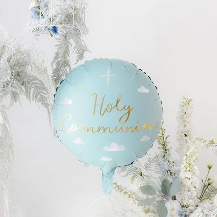 Ballon à hélium de communion bleu clair 45cm