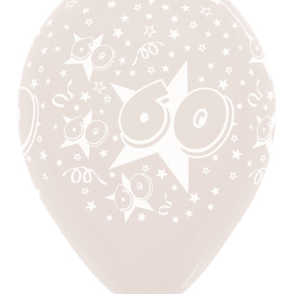 Ballons Number 60 Stars Crystal Clear 30cm 25pcs