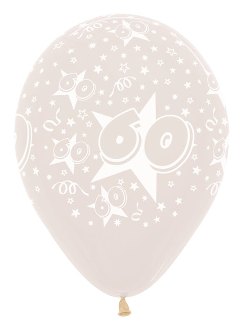 Ballons Number 60 Stars Crystal Clear 30cm 25pcs