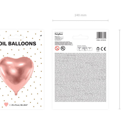 Ballon à l'hélium Heart Rose Gold Empty 73cm