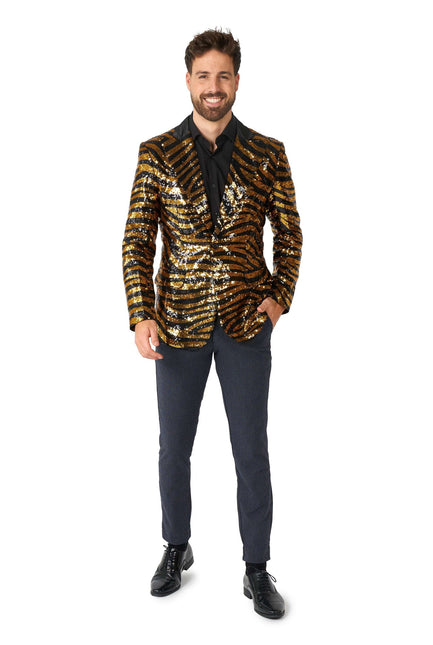 Or Noir Tigre Paillet Blazer Hommes <tc>OppoSuits</tc>