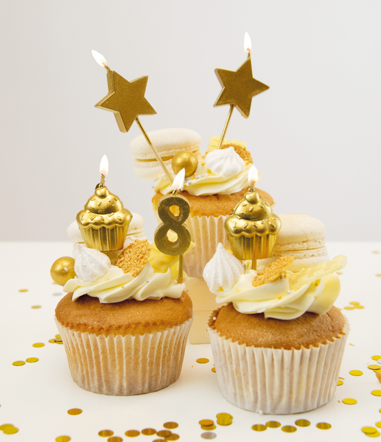 Bougies 8 ans Cupcake Gold 17.5cm