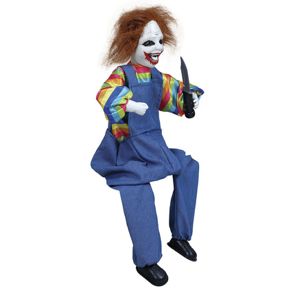 Poupée clown d'Halloween avec son et lumière 70cm