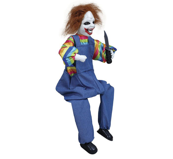 Poupée clown d'Halloween avec son et lumière 70cm