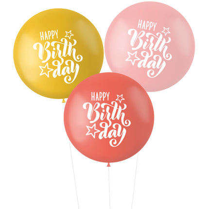 Ballons Happy Birthday Rose Rouge 80cm 3pcs
