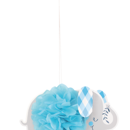 Décoration suspendue bébé éléphant bleu 23cm 3pcs