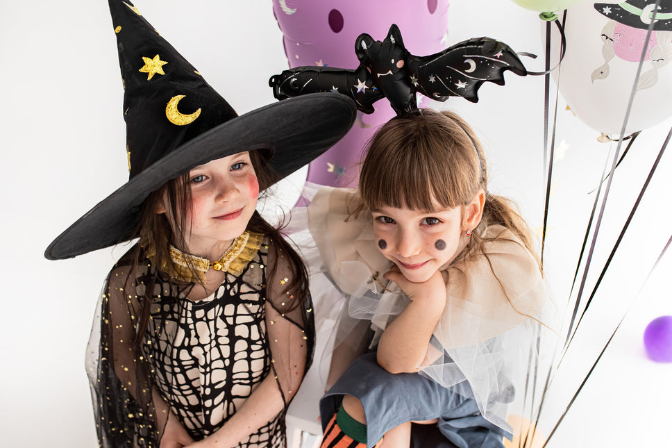 Chapeau de sorcière d'Halloween noir et doré