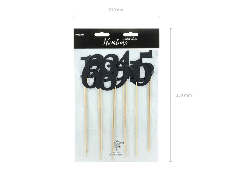 Cake Toppers Table Numbers Black 26cm 11pcs