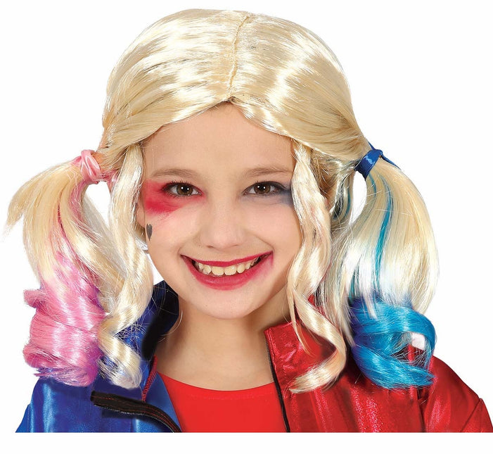Perruque blonde Harley Quinn enfant