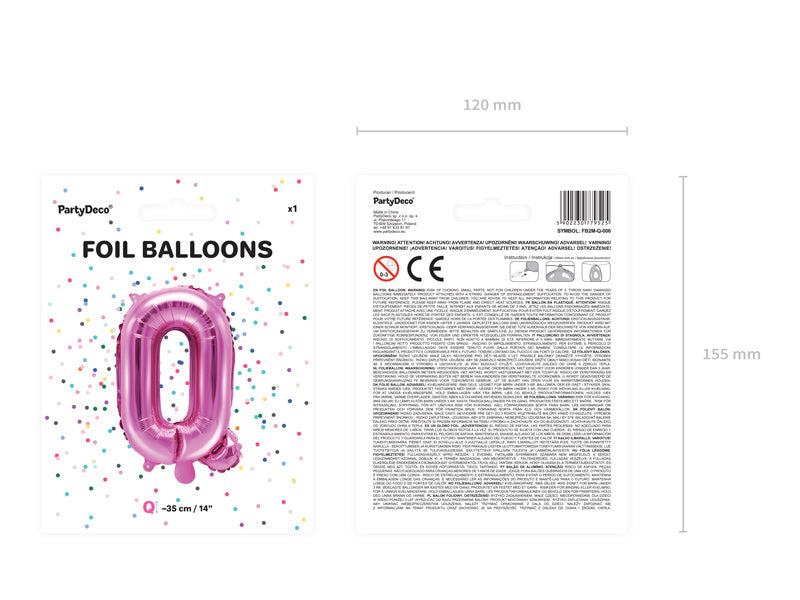 Ballon de baudruche Lettre Q Rose Vide 35cm