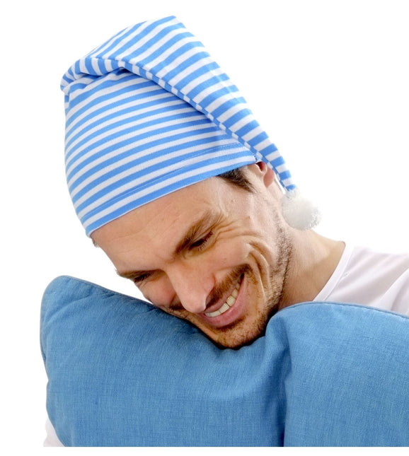 Chapeau bleu blanc pour dormir