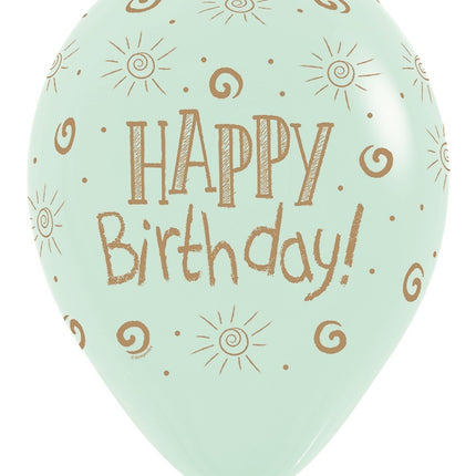 Ballons Happy Birthday Sun Pastel Matte Mix 30cm 25pcs