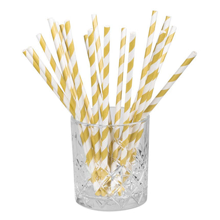 Pailles dorées en papier 24cm 20pcs