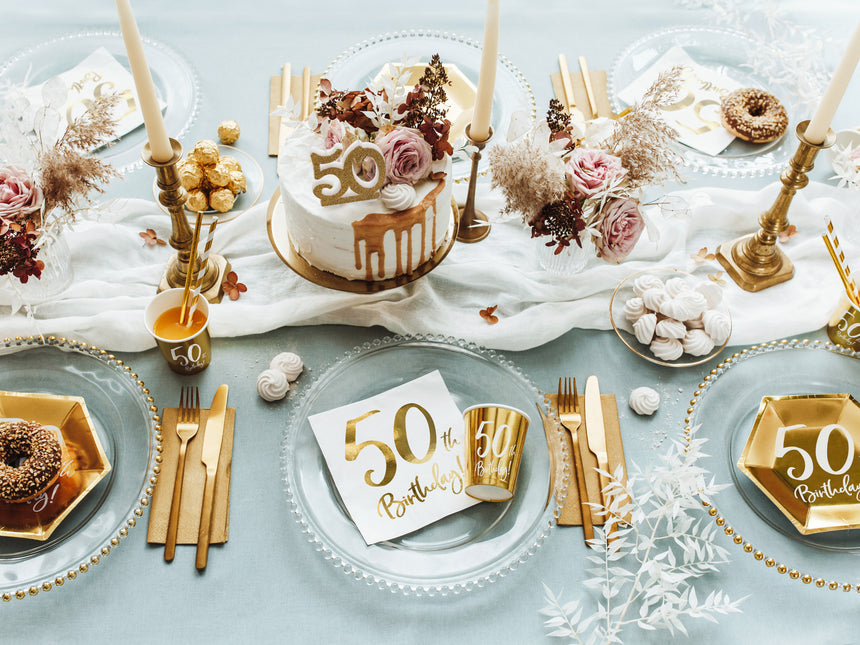 Serviettes 50 ans blanches 33cm 20pcs