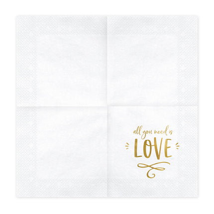 Serviettes de table All You Need Is Love 33cm 20pcs