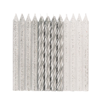 Bougies argentées métallisées 7cm 24pcs