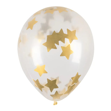 Ballons confettis transparents Étoiles d'or 5pcs