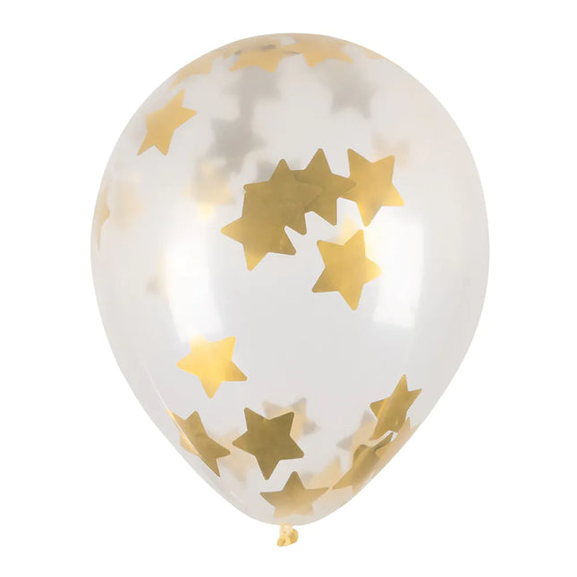 Ballons confettis transparents Étoiles d'or 5pcs