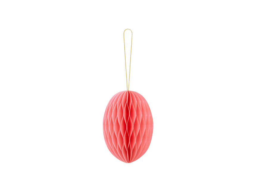 Oeuf de Pâques rose en nid d'abeille 12cm