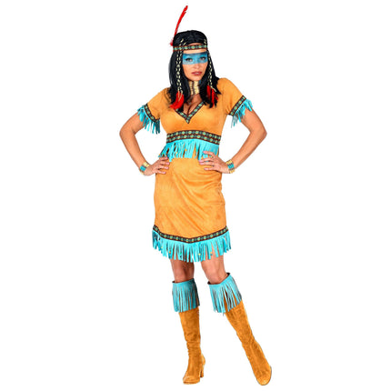 Robe indienne Marron Bleu Dames 2 pièces