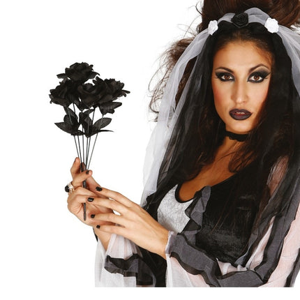 Halloween Branche de roses noires 35cm