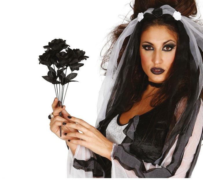 Halloween Branche de roses noires 35cm