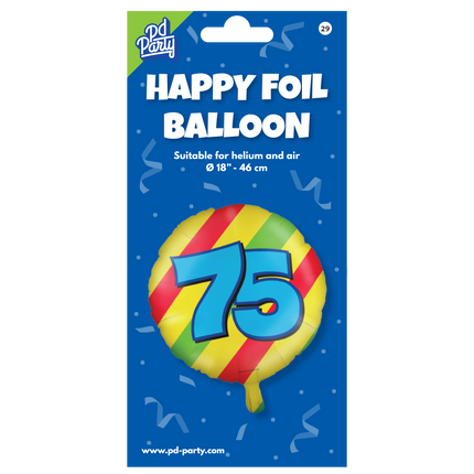 Ballon à l'hélium 75 ans coloré vide 46cm