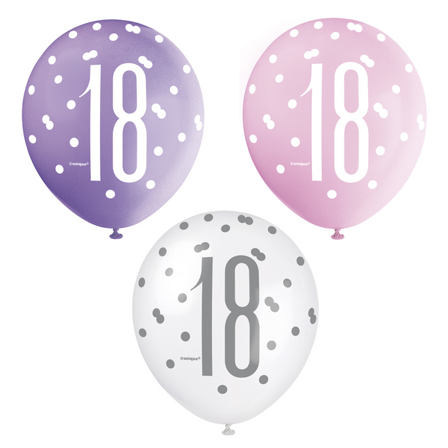 Ballons 18 ans Dots 30cm 6pcs