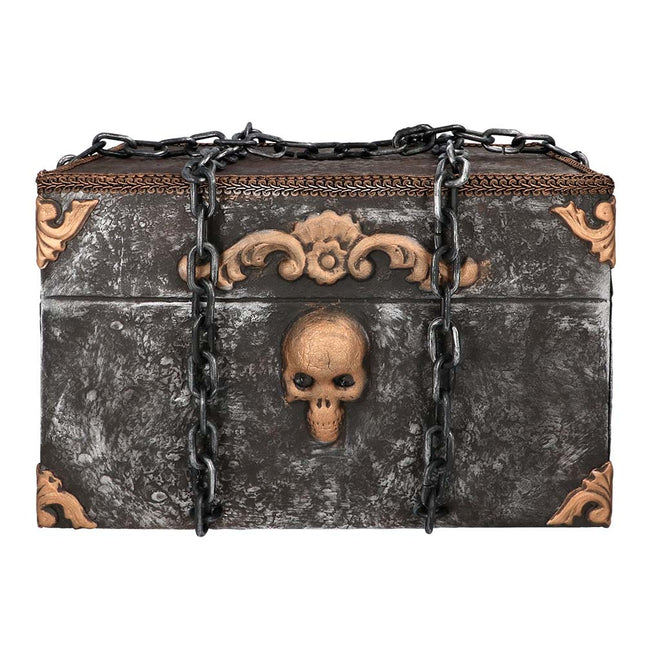 Poupée d'Halloween Coffre au trésor pirate avec mouvement, lumière et son 50cm