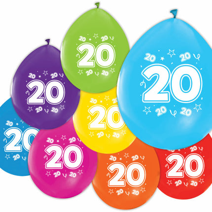 Ballons colorés 20 ans 30cm 8pcs