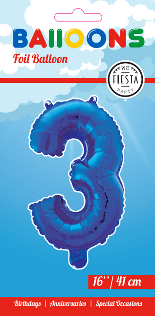 Ballon de baudruche Figure 3 Bleu 41cm avec paille
