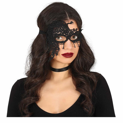 Masque oculaire noir en dentelle