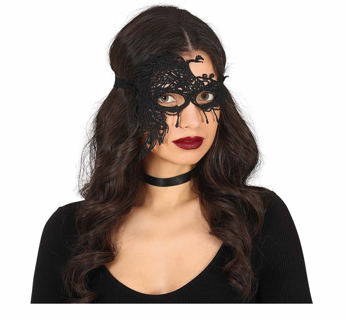 Masque oculaire noir en dentelle