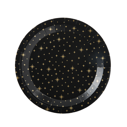 Assiettes Gold Stars Black 20cm 8pcs