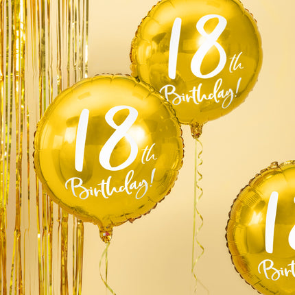 Ballon à l'hélium 18ème anniversaire doré vide 45cm