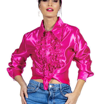 Chemisier Disco à volants Fuchsia